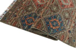 Close-up detail of New Samarkand rug from Pakistan showing Wool weave