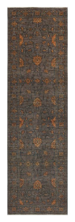 Full view of New Farahan rug from Pakistan, 289 × 79 cm in Brown tones