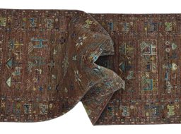 Full view of New Samarkand rug from Pakistan, 290 × 81 cm in Yellow tones