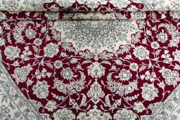 Close-up detail of New Nain rug from Iran / Persia showing Wool weave