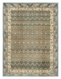Full view of New Farahan rug from Pakistan, 247 × 185 cm in Cream tones