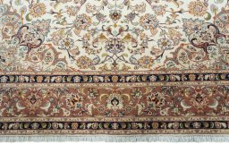 Full view of 2000s Tabriz 50/60/70 Raj rug from Iran / Persia, 300 × 202 cm in Beige tones