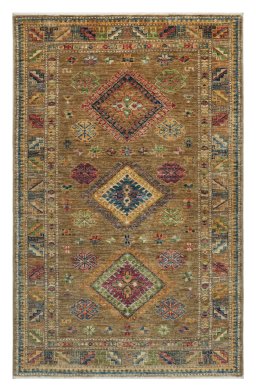 Full view of New Kazak rug from Pakistan, 159 × 101 cm in Brown tones