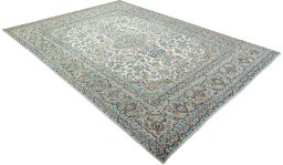 Close-up detail of 2000s Yazd rug from Iran / Persia showing Wool weave