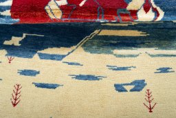 Full view of 2000s Persian Gabbeh rug from Pakistan, 153 × 99 cm in Multi Color tones