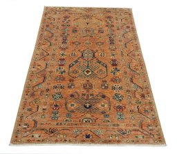 Surface texture of New Kazak rug with natural Wool and intricate pattern