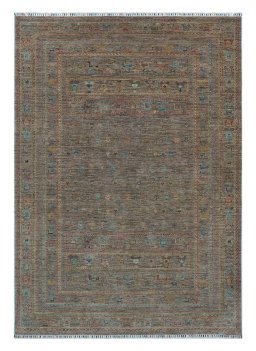 Full view of New Samarkand rug from Pakistan, 292 × 208 cm in Gray tones