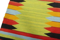 Surface texture of New Kilim Sofre rug with natural Wool and intricate pattern