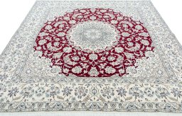 Surface texture of New Nain rug with natural Wool and intricate pattern