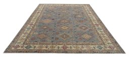 Surface texture of New Kazak rug with natural Wool and intricate pattern