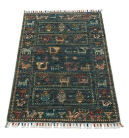 Surface texture of New Samarkand rug with natural Wool and intricate pattern