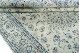 Close-up detail of New Nain rug from Iran / Persia showing Wool weave