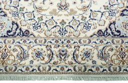 Full view of 2000s Nain rug from Iran / Persia, 290 × 201 cm in Beige tones