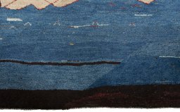 Central medallion detail of 2000s Persian Gabbeh rug from Pakistan