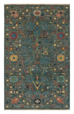Full view of New Farahan rug from Pakistan, 125 × 81 cm in Green tones