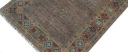 Backside of handmade New Samarkand rug showing knot structure and weave density
