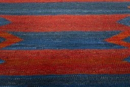Backside of handmade New Kilim Sofre rug showing knot structure and weave density