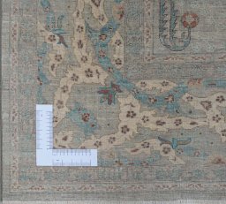 Corner detail of New Haj-jalili rug showing border pattern and Wool pile