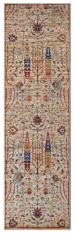 Full view of New Haj-jalili rug from Pakistan, 292 × 87 cm in Beige tones