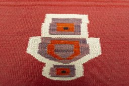 Backside of handmade New Kilim Sofre rug showing knot structure and weave density
