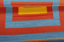 Full view of New Kilim Sofre rug from Turkey, 125 × 87 cm in Multi Color tones