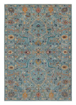Full view of New Farahan rug from Pakistan, 238 × 167 cm in Blue tones