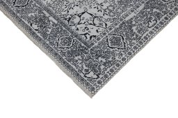 Backside of handmade 1990s Cashmere Silk rug showing knot structure and weave density