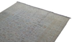 Surface texture of 1950s Kayseri Silk rug with natural Silk and intricate pattern