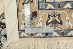 Surface texture of 1980s Nain Silk rug with natural Wool and intricate pattern