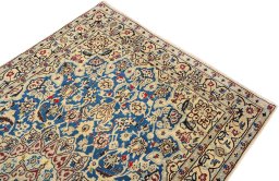 Surface texture of 1990s Nain Silk rug with natural Wool and intricate pattern