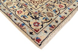 Central medallion detail of 1990s Nain Silk rug from Iran / Persia