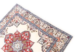 Surface texture of 2002s Nain Silk rug with natural Wool and intricate pattern