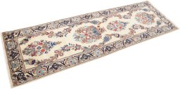 Corner detail of 2000s Nain Silk rug showing border pattern and Wool pile