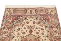 Surface texture of New Tabriz Silk rug with natural Wool and intricate pattern