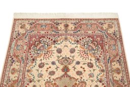 Surface texture of New Tabriz Silk rug with natural Wool and intricate pattern