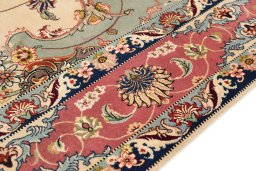 Central medallion detail of 1990s Tabriz Silk rug from Iran / Persia