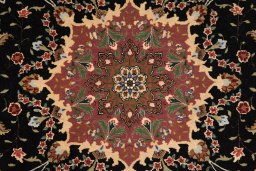 Surface texture of New Tabriz Silk rug with natural Wool and intricate pattern