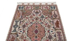 Surface texture of New Tabriz Silk rug with natural Wool and intricate pattern