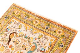 Surface texture of 2000s Tabriz Silk rug with natural Wool and intricate pattern