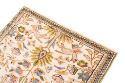 Surface texture of 2005s Tabriz Silk rug with natural Wool and intricate pattern