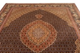 Full view of 2018s Tabriz Silk rug from Iran / Persia, 250 × 196 cm in Dark blue tones