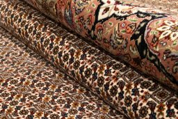 Backside of handmade 2018s Tabriz Silk rug showing knot structure and weave density