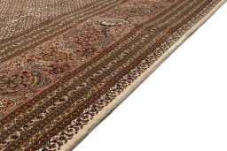 Close-up detail of 2018s Tabriz Silk rug from Iran / Persia showing Wool weave