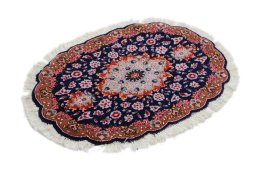 Corner detail of New Tabriz Silk rug showing border pattern and Wool pile