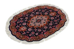 Corner detail of New Tabriz Silk rug showing border pattern and Wool pile