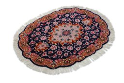 Close-up detail of New Tabriz Silk rug from Iran / Persia showing Wool weave