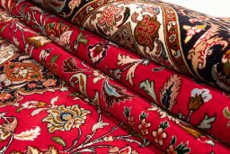 Surface texture of New Tabriz Silk rug with natural Wool and intricate pattern