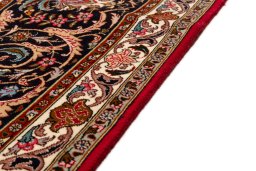 Close-up detail of New Tabriz Silk rug from Iran / Persia showing Wool weave