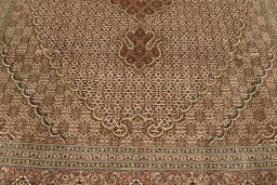 Close-up detail of New Tabriz Silk rug from Iran / Persia showing Wool weave