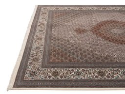 Surface texture of New Tabriz Silk rug with natural Wool and intricate pattern